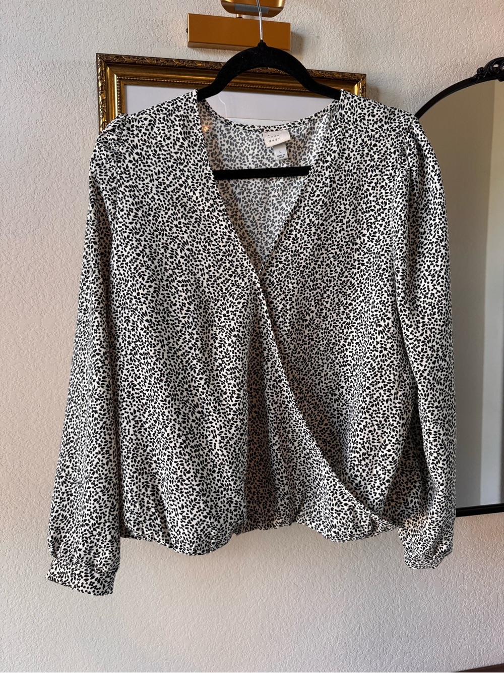 a new day Black and White Printed Wrap Blouse